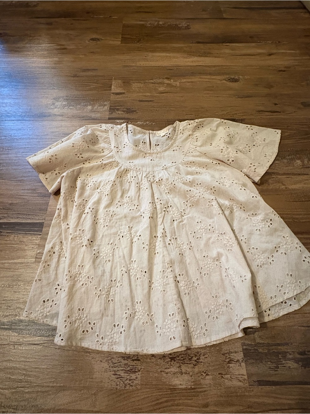 Hem & Thread Cream Embroidered Eyelet Top
